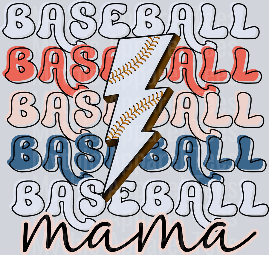 baseball lightning bolt mama DTF Baseball Transfers