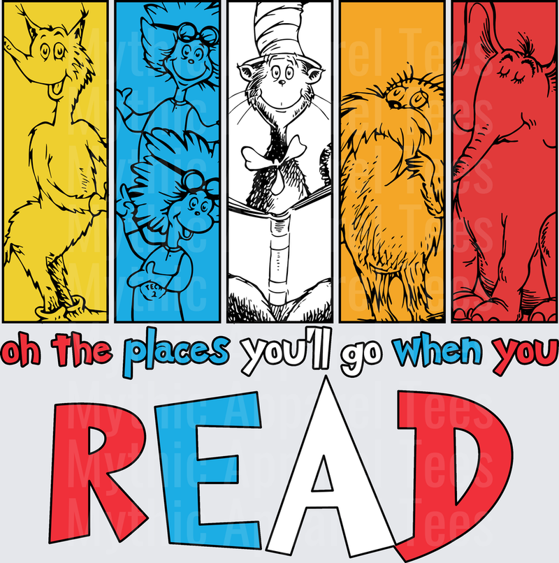 DR Seuss Characters Oh The Places You'll Go When You Read
