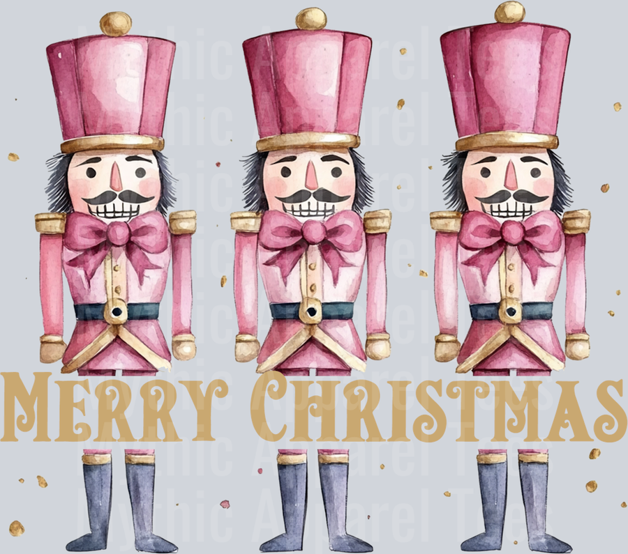 Merry Christmas Pink Nut cracker style figures DTF Christmas Transfers