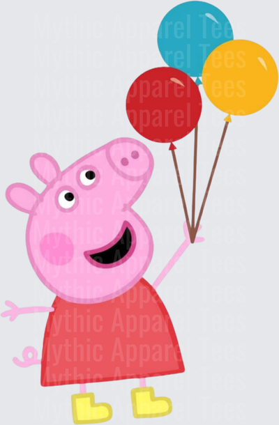 Peppa Pig Holding Colorful Balloons Red Yellow Blue