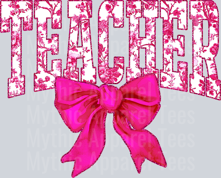 Pink Toile Teacher College Font Floral Teacher Design