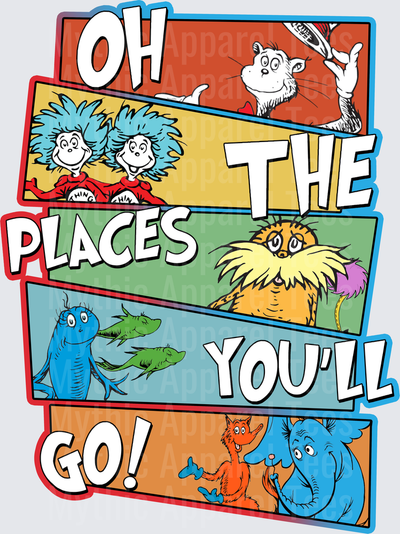 DR Seuss Oh The Places You'll Go Characters Collage