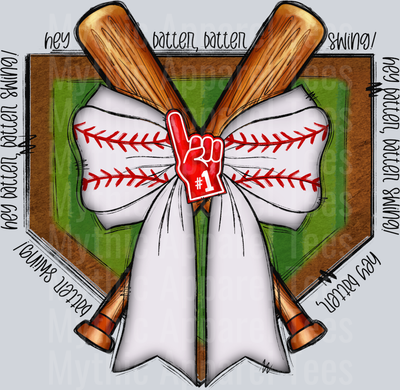 Hey batter batter baseball Black text DTF Baseball Transfers