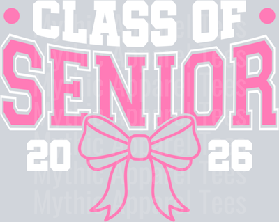 Senior Class of 2026 Pink Coquette Bow Senior 2026 Graduate Sweatshirt