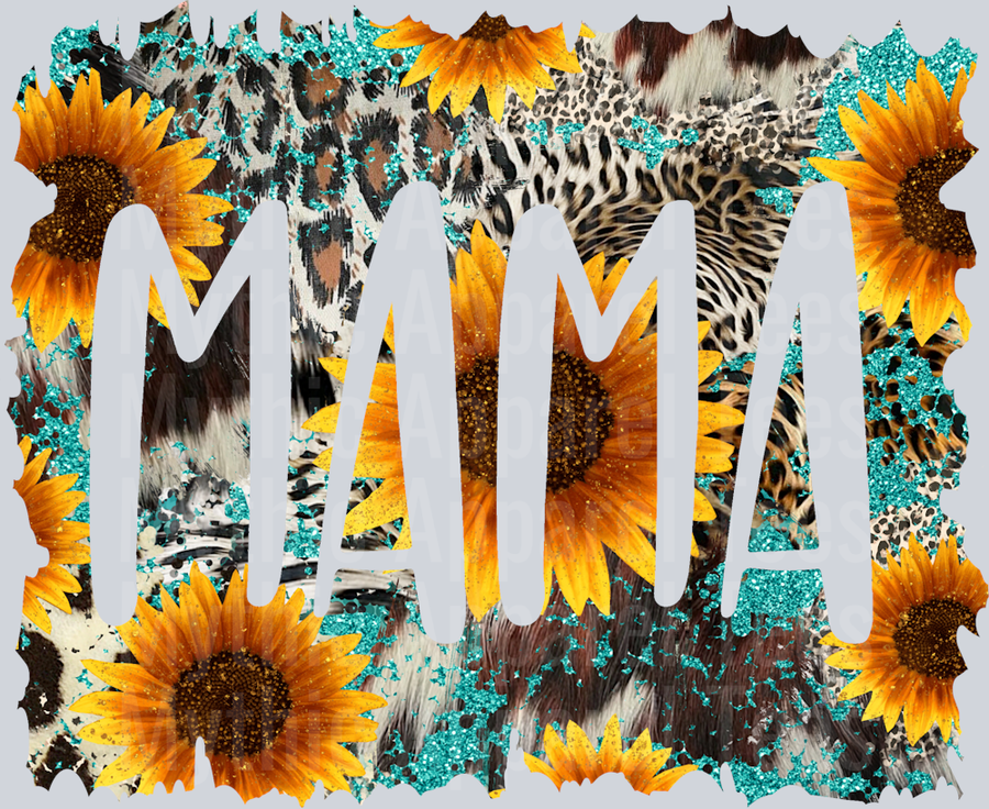 Mama Yellow Flowers white letters DTF MOM Transfers