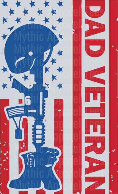 Dad Veteran Boot Helmet Gun Military DTF Patriotic Transfers