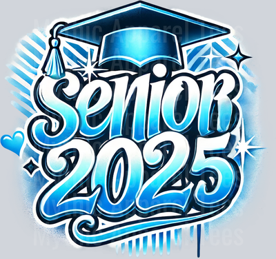 0040 Senior 2025 Light Blue DTF 2025 Senior Graduation Transfers