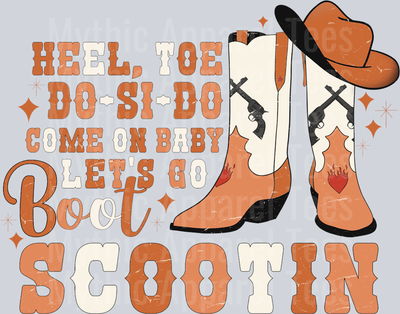 Heel Toe Do-si-do Boot Scootin DTF Western Transfers