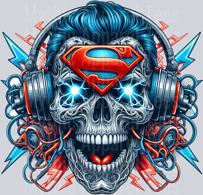 Superman Headphones Skull DTF Superhero Transfers