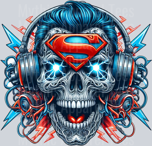 Superman Headphones Skull DTF Superhero Transfers