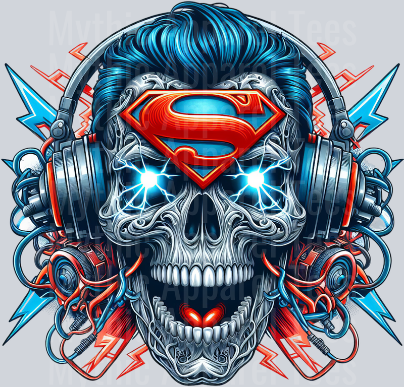 Superman Headphones Skull DTF Superhero Transfers