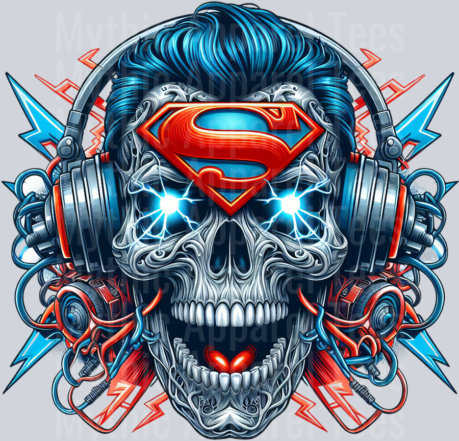 Superman Headphones Skull DTF Superhero Transfers