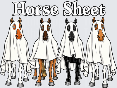 Horse Sheet Funny Halloween Horses Wearing Ghost Costumes