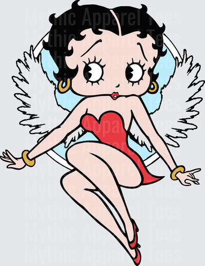 Betty Boop Angel Wings Red Heart Dress Gold Bracelets Halo Floating Pose