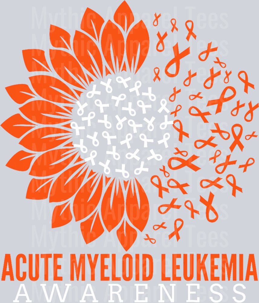 Acute Myeloid Leukemia Awareness Sunflower Ribbon Orange T-Shirt