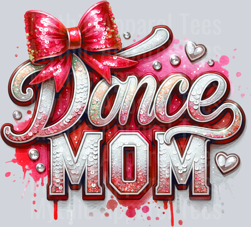 0015 Dance Mom Sequins Red DTF Dance Mom Transfers