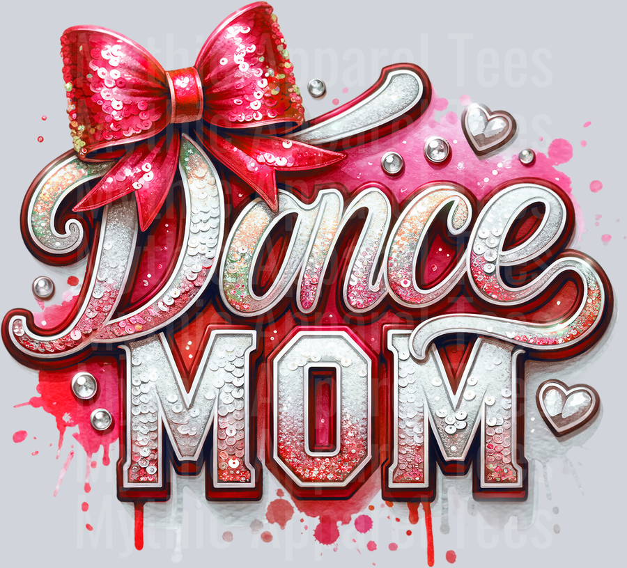 0015 Dance Mom Sequins Red DTF Dance Mom Transfers