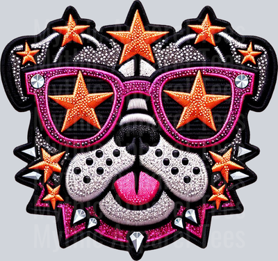 Bulldog Faux Patch Dog Print