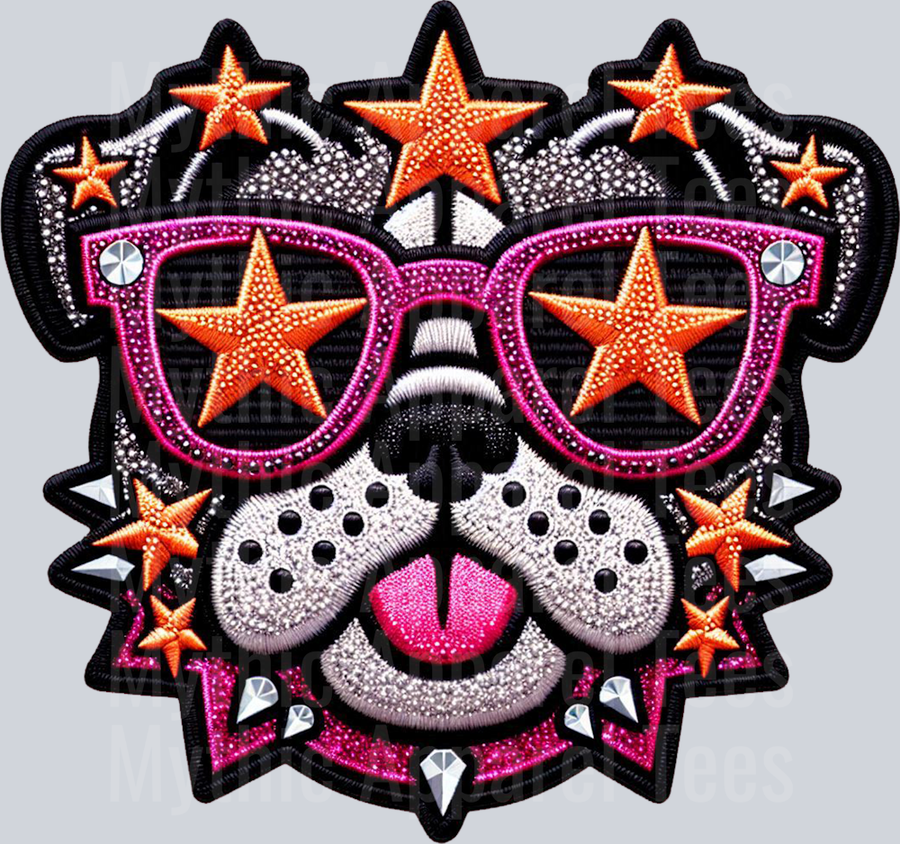 Bulldog Faux Patch Dog Print