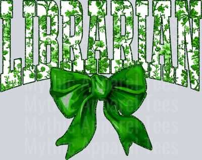 Green Librarian College Font Floral Teacher Design