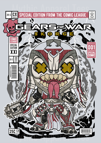 Gears of War Skorge Comic Book Cover STYLE DTF Pop Culture Transfers