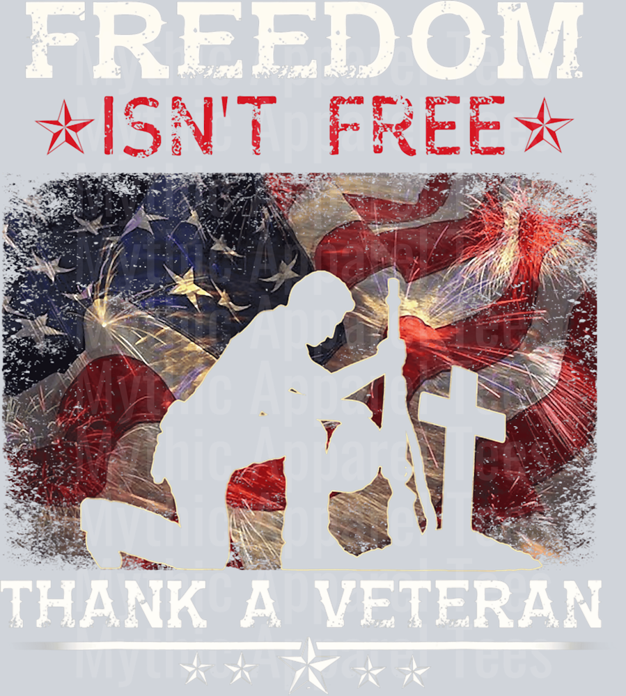 Freedom isn't free thank a veteran American Flag DTF Patriotic Transfers