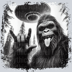 Bigfoot and UFO, Bigfoot, Cosmic Adventure with Bigfoot and UFO, Adventure Seekers, Not Applicable, Fun Designs, Wild Nature, Distressed Look, Quirky Aesthetic