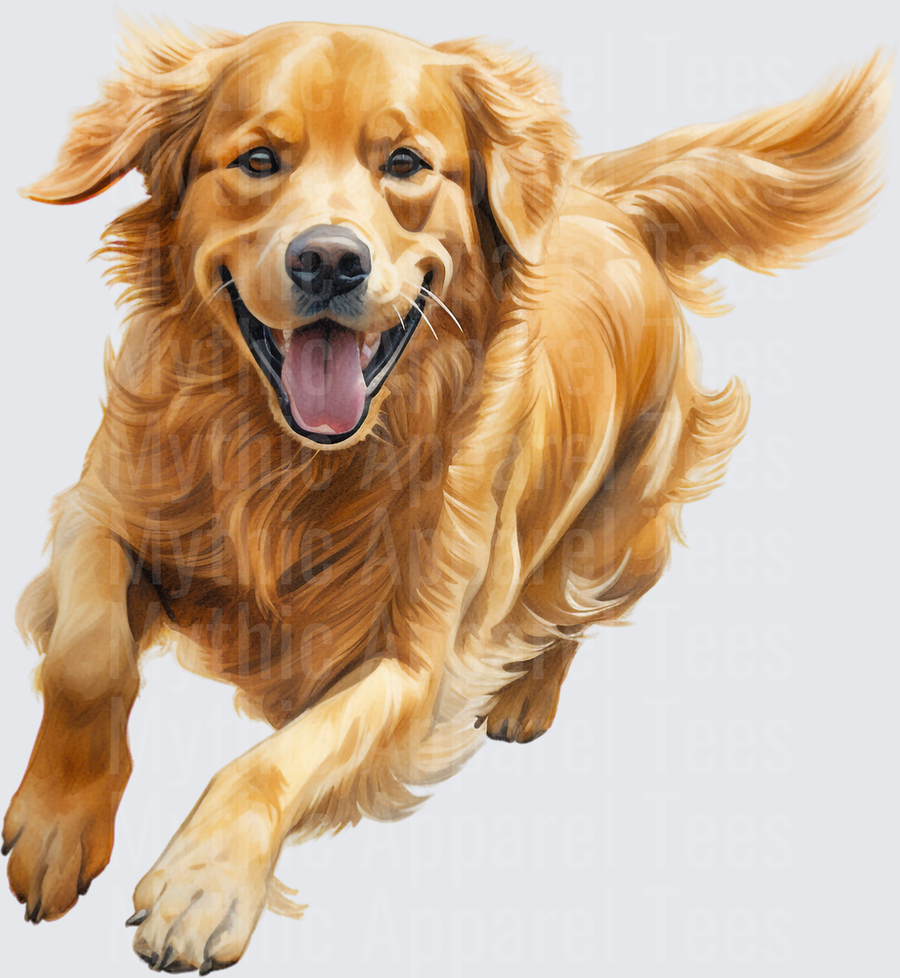 Happy Running Golden Retriever Watercolor Dog Lover