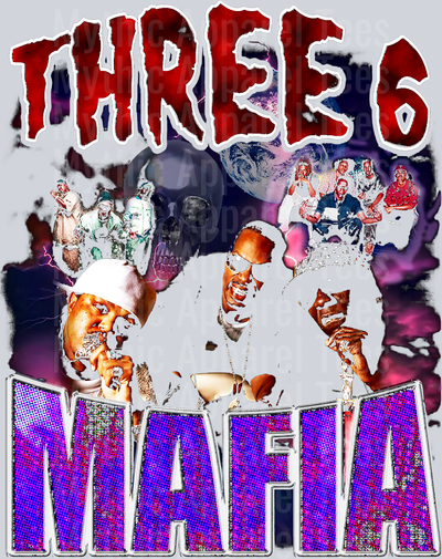three 6 mafia three 6 mafia 3 6 mafia HALFTONE Made For Black Shirt DTF Pop Culture Transfers