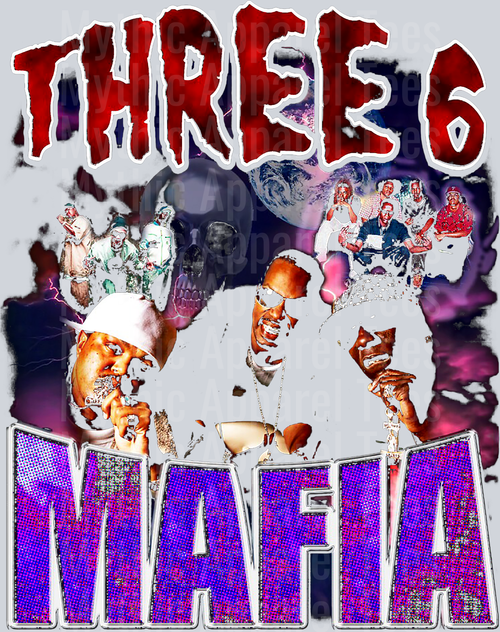 three 6 mafia three 6 mafia 3 6 mafia HALFTONE Made For Black Shirt DTF Pop Culture Transfers