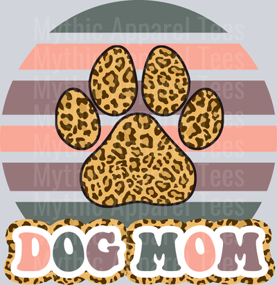 Dog Mom Cheetah paw print with pastel back colors retro DTF Dog Transfers