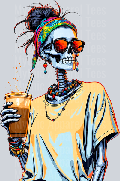Skull Girl Transfers Coffee DTF Skull Transfers