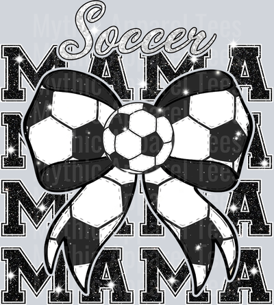 Soccer mama with bow ball and black white cute DTF Sports Transfers