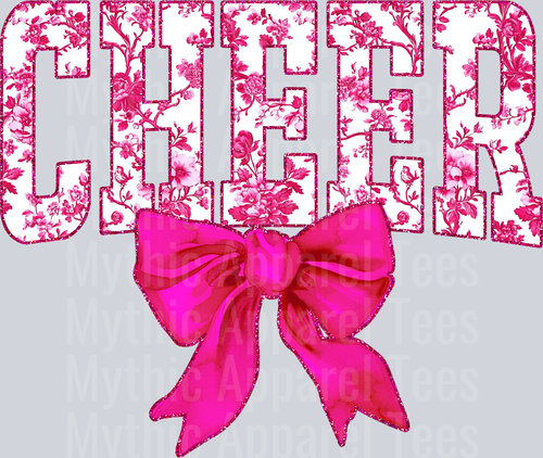 Pink Toile Cheer College Font Floral Pattern