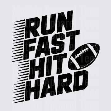 American Football Run Fast Hit Hard Bold Speed Lines Graphic