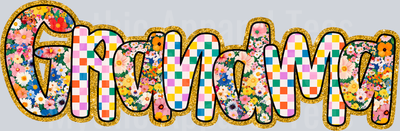 Grandma Floral Checkers DTF Grandma Transfers