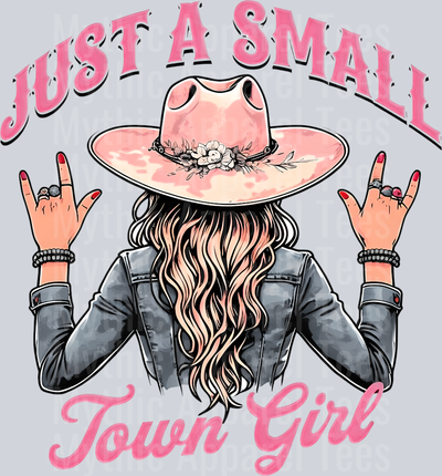 Just a small town girl western text Cowgirl Western Southern Girl Pink