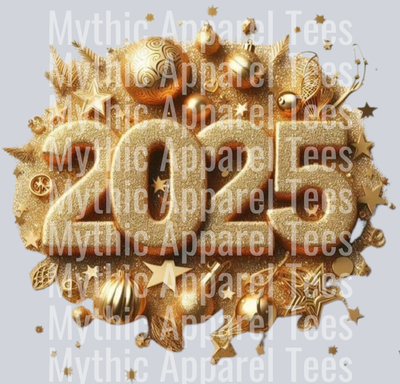 2025 Gold Ornament – DTF Heat Transfer – Holiday Christmas Design