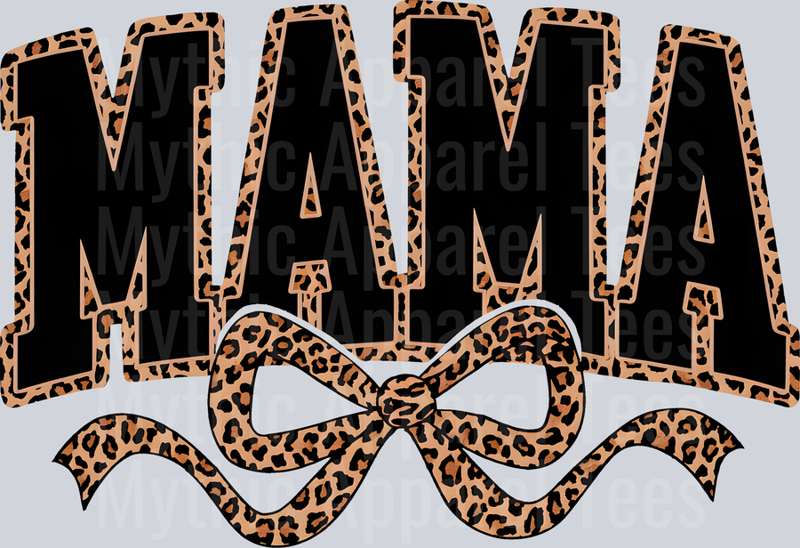 mama coquette cheetah and black bow DTF MOM Transfers