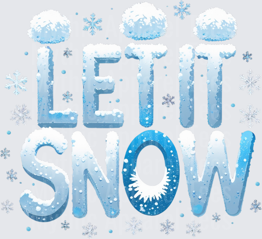 Christmas Let It Snow Icy Blue Snowflake Winter Text