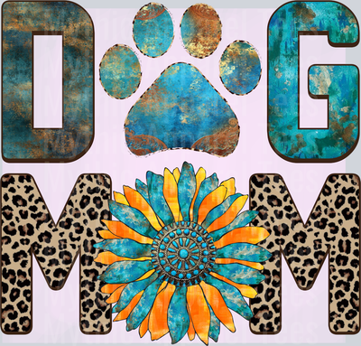 Dog Mom sunflower with cheetah print DTF Dog Transfers