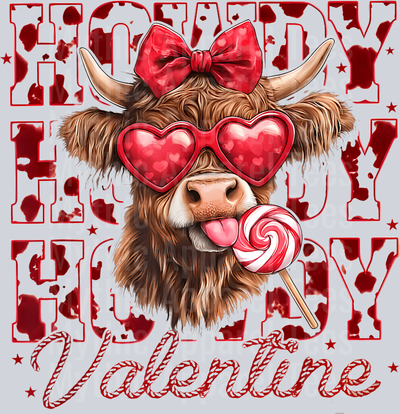 225 Funny Howdy Valentine Highland Cow Valentines Day Cow Lover T-Shirt