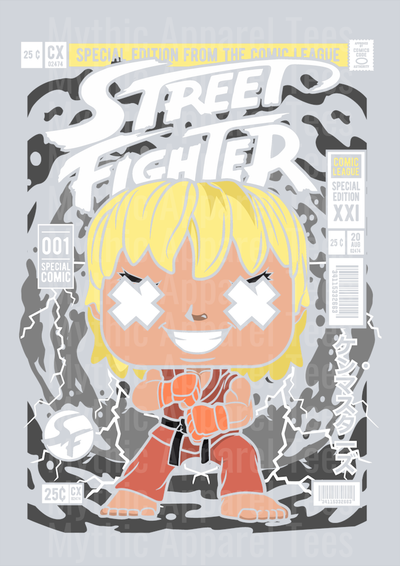 Ken Street Fighter Comic Book Cover STYLE DTF Pop Culture Transfers