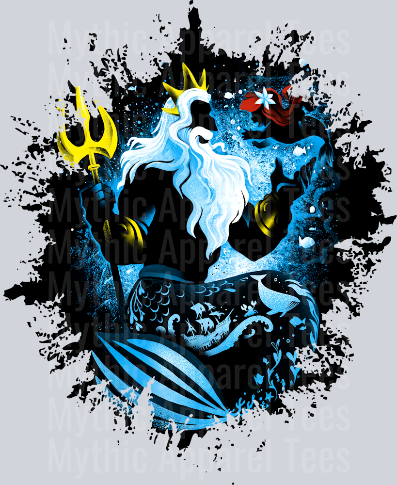 King Triton Disney King Dark Silhouette Color Splash Crystal Ball Vision