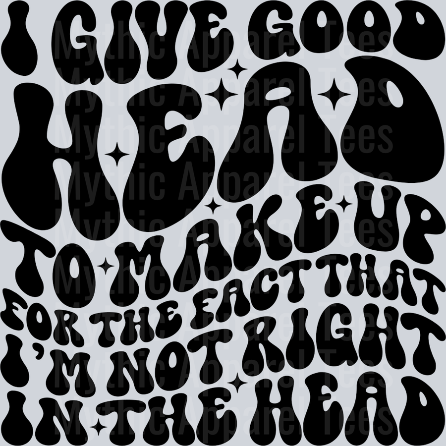 I Give Good Head Pocket Funny Wavy Retro Words Black