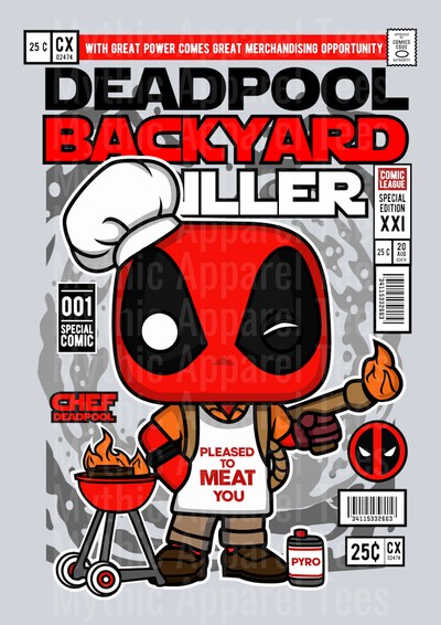 Deadpool Backyard Griller Comic Book Cover STYLE DTF Pop Culture Transfers