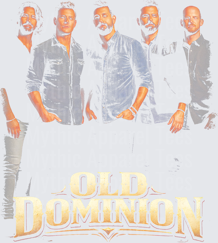 Old Dominion Country Band Group Photo Vintage Halftone Logo Graphic