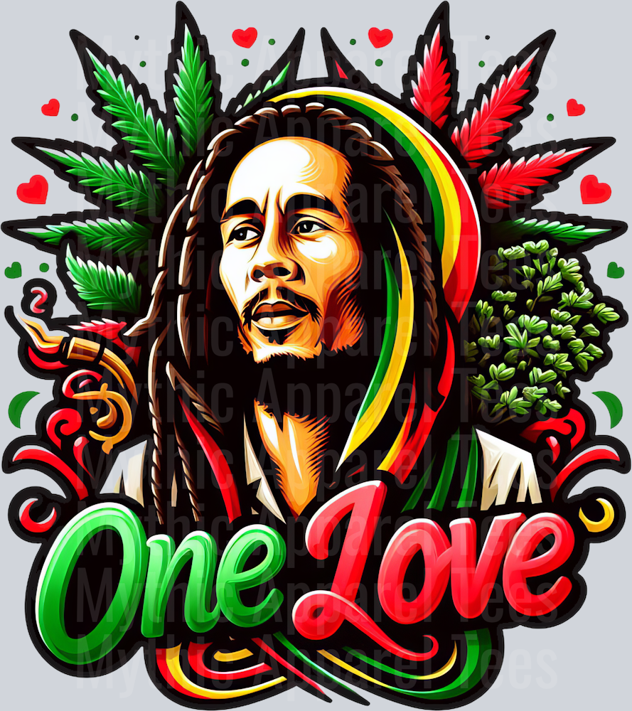 ONE LOVE 2 floral colors weed plant DTF Weed Transfers