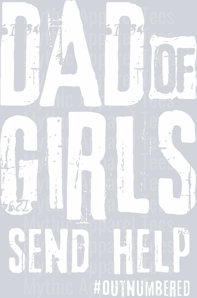 Dad of girls white letters DTF Dad Transfers