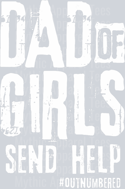 Dad of girls white letters DTF Dad Transfers